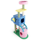 Elephant Themed Cat Tree for Adult Cats Multi-level Kitty Tower with 2 Condos