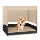 Elevated Wicker Dog House for Small to Medium Breeds-Black