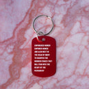 Empowered Women Empower Women And Also Meet in the Dead of Night Feminist Dog Tag Keychain in Red with Silver Lettering