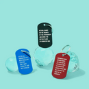 Empowered Women Empower Women And Also Meet in the Dead of Night Feminist Dog Tag Keychain in Red with Silver Lettering