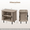 End Table Modern Mid Century Nightstand with Sliding Tambour Doors and Storage Shelf