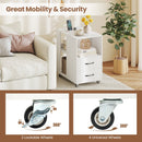 End Table with Built-in Charging Station Sofa Side Bedside Table on Wheels