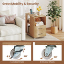 End Table with Built-in Charging Station Sofa Side Bedside Table on Wheels