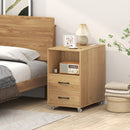 End Table with Built-in Charging Station Sofa Side Bedside Table on Wheels