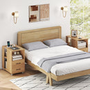 End Table with Built-in Charging Station Sofa Side Bedside Table on Wheels