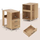 End Table with Built-in Charging Station Sofa Side Bedside Table on Wheels