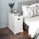 End Table with Charging Station and Flip Top-White