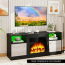 TV Stand for 65" TVs with LED Lighting & Fireplace Insert