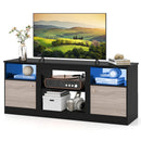 TV Stand for 65" TVs with LED Lighting & Fireplace Insert