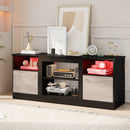 TV Stand for 65" TVs with LED Lighting & Fireplace Insert
