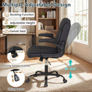 Ergonomic Leather Office Chair with Flip-up Armrests and Rocking Function