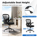 Adjustable Swivel Mesh Task Office Chair with Flip-Up Armrests-Black