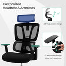 Ergonomic Office Chair with N Type Lumbar Support and Adjustable Headrest-Black