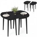 Extendable Oval Dining Table Set with 2 Half-Round Tables for 4-6 People
