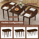 Extendable Oval Dining Table Set with 2 Half-Round Tables for 4-6 People