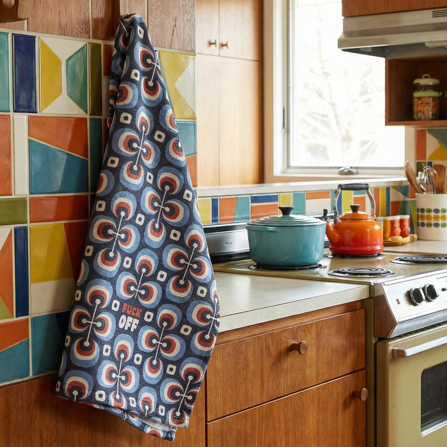 F*** Off Kitchen Towel | Retro Style Cotton Hand Tea Dish Cloth | 16