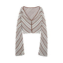Spring/Summer Women's Striped Knit Top High Waist Skirt Suit