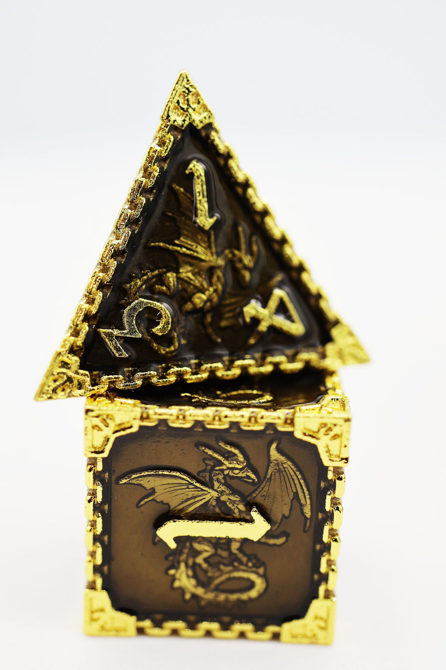 Chained Dragon: Gold Void - Metal RPG Dice Set