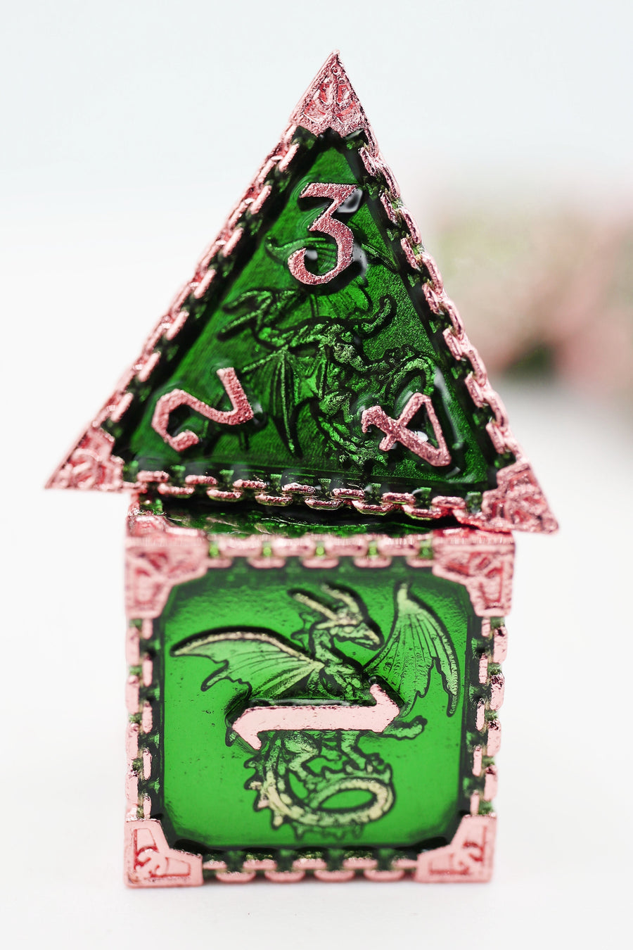 Chained Dragon: Forest - Metal RPG Dice Set