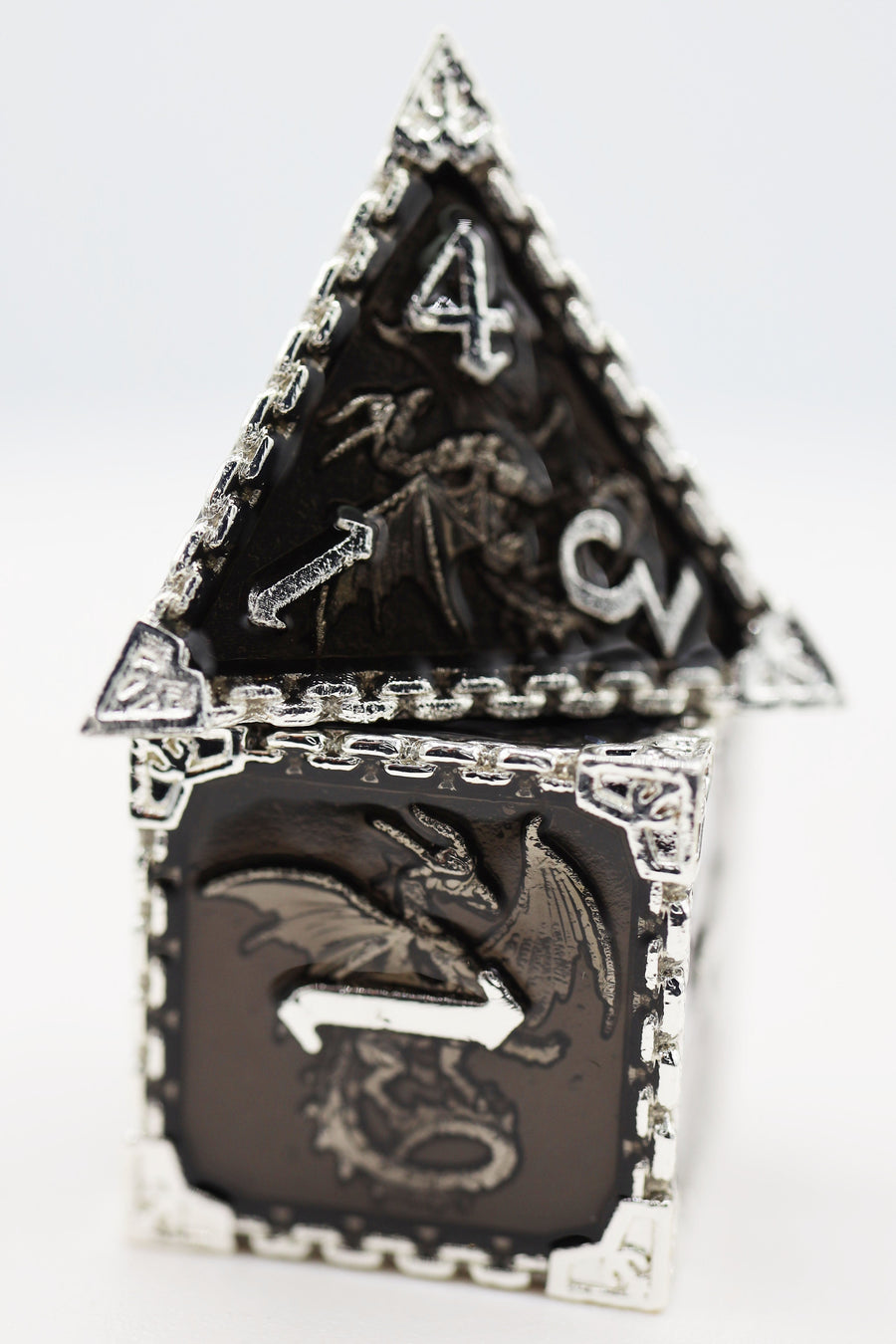 Chained Dragon: Silver Void - Metal RPG Dice Set