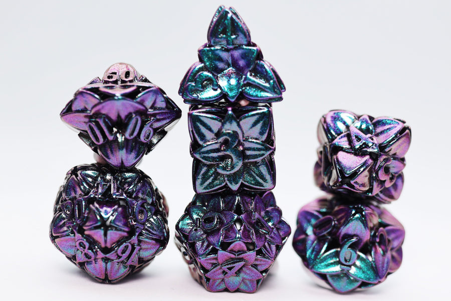 Otherworldly Flower - Hollow Metal RPG Dice Set