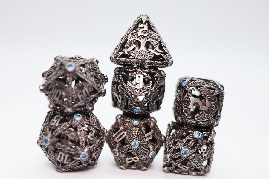Trees of Virtue: Tree of Perseverance - Hollow Metal RPG Dice Set