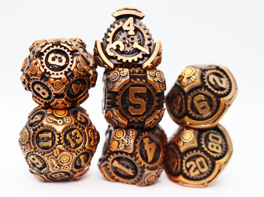 Airship Gears: Drifting Dirigible - Metal RPG Dice Set