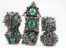 Floral Starburst: Midnight Forest - Metal RPG Dice Set