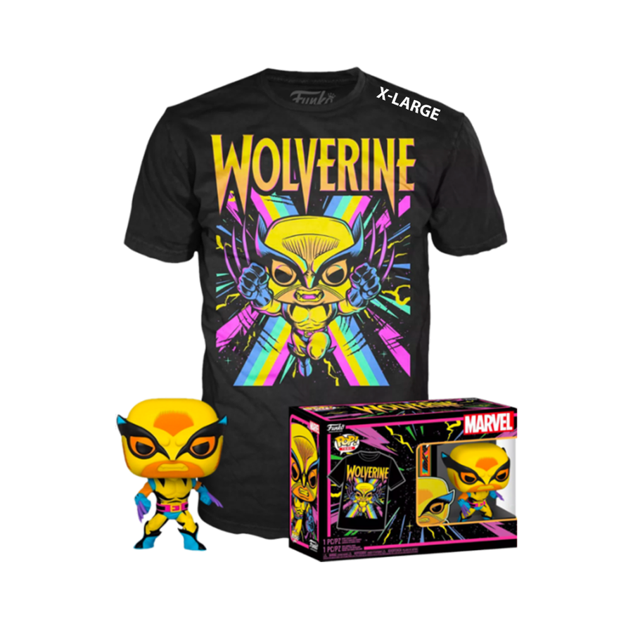 Funko POP! & Tee Collectors Box Marvel: X-Men - Wolverine (Blacklight) Special Edition Exclusive- Size Extra Large