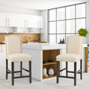 2 Pcs Fabric Nail Head Counter Height Dining Side Chairs Set