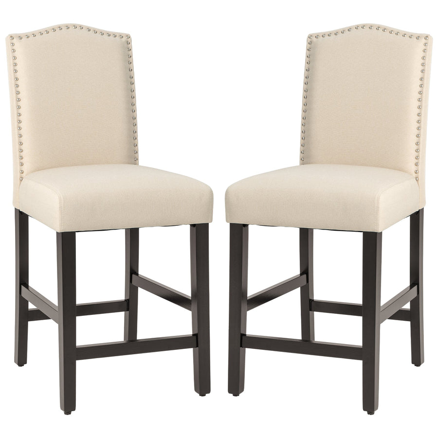 2 Pcs Fabric Nail Head Counter Height Dining Side Chairs Set