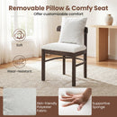 Fabric Upholstered Wood Dining Chairs Set of 2 with Removable Pillow