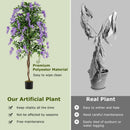 Set of 2 Fake Ficus Plant 6 FT Artificial Wisteria Tree with Natural Trunks and Purple Lifelike Flowers
