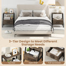 3-Tier Farmhouse Nightstand with Open Shelf