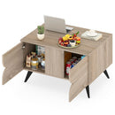 Farmhouse Accent Modern Coffee Table with Storage for Living Room Bedroom-Natural