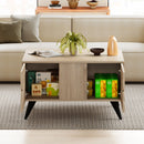 Farmhouse Accent Modern Coffee Table with Storage for Living Room Bedroom-Natural