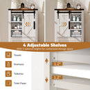 Farmhouse Bathroom Floor Cabinet Freestanding Wooden Storage Organizer-White
