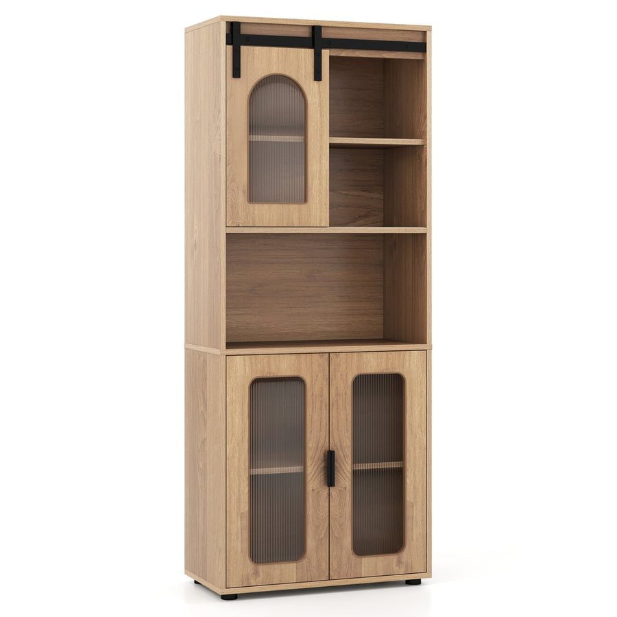 Farmhouse Bathroom Floor Cabinet with Sliding Barn Door