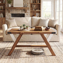 Farmhouse Center Table with Decorative Nailhead Accents for Living Room