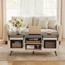 Farmhouse Coffee Table with Sliding Doors and Adjustable Shelf
