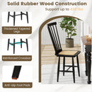 Farmhouse Solid Rubber Wood Dining Chairs Set of 2 with PE Rattan Seats-Black