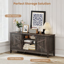 Farmhouse TV Stand for TVs up to 65 Inch Entertainment Center with 2 Storage Cabinets-Gray