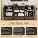 Farmhouse TV Stand for TVs up to 65 Inch Entertainment Center with 2 Storage Cabinets-Gray