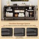 Farmhouse TV Stand for TVs up to 65 Inch Entertainment Center with 2 Storage Cabinets-Gray
