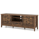 Farmhouse TV Stand for 65 Inch TVs with 2 Woven Accent Doors and 3 Adjustable Shelves