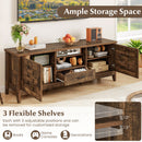 Farmhouse TV Stand for 65 Inch TVs with 2 Woven Accent Doors and 3 Adjustable Shelves