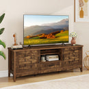 Farmhouse TV Stand for 65 Inch TVs with 2 Woven Accent Doors and 3 Adjustable Shelves