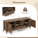 Farmhouse TV Stand for 65 Inch TVs with 2 Woven Accent Doors and 3 Adjustable Shelves