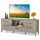Farmhouse TV Stand for 65 Inch TVs with 2 Woven Accent Doors and 3 Adjustable Shelves