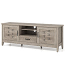 Farmhouse TV Stand for 65 Inch TVs with 2 Woven Accent Doors and 3 Adjustable Shelves